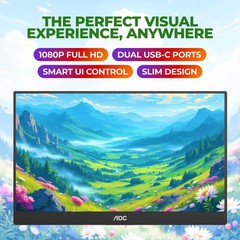 AOC 16T20 15.6″ 1080p Portable Monitor IPS USB-C HDMI Laptop Screen