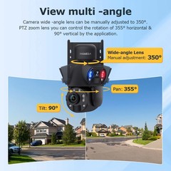 4G Wireless Security Camera Two Lens 360 2K Solar Panel 24/7 Recording 36X Zoom