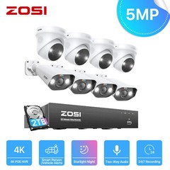 ZOSI 8CH/16CH 4K NVR 5MP POE Security Camera System AI Human Car Detect IR Audio