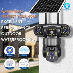 2X V380PRO 3 Lens 6MP Solar Home Security Camera Outdoor Wifi Wireless PTZ CCTV