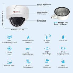 Anpviz 2/4PCs 5MP 3K Audio POE IP Security Camera Outdoor Night Vision AI Motion