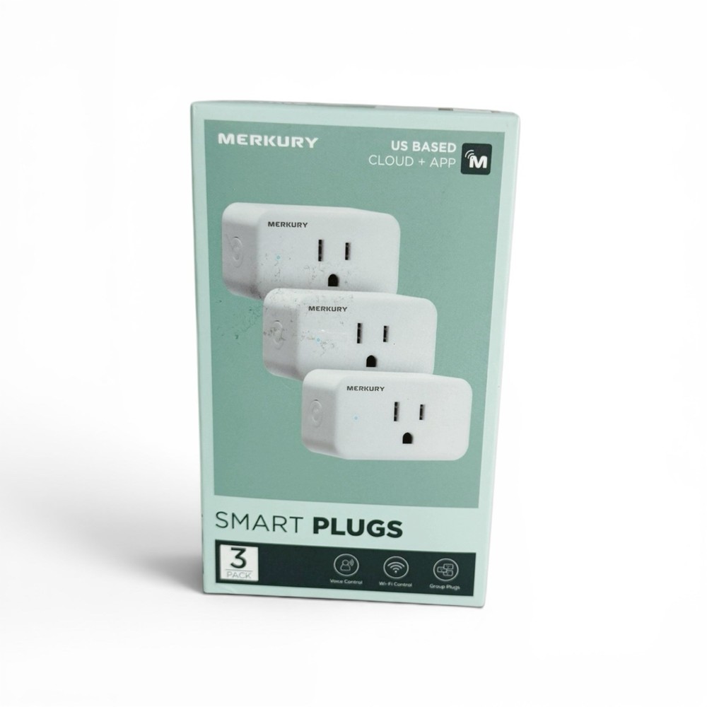 Merkury Innovations Smart WiFi Plug 3 Pack 15A 1800W Outlets Alexa Google White