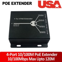 10/100M 4 Ports POE Extender 25.5W – Extend 120 Meters 802.3af POE Plug-and-Play