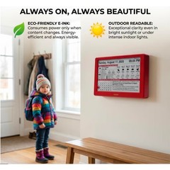 Kylendar E-Ink Smart Calendar Dashboard Vibrant Red Wireless Sync Weather News