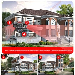 5MP 4 Lens Home Security WiFi Camera Outdoor 10K Wireless 4 Screens 16X Zoom PTZ