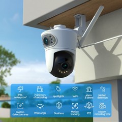 4Pack Security Camera Dual Lens Wireless WiFi PTZ Home Security Auto Tracking