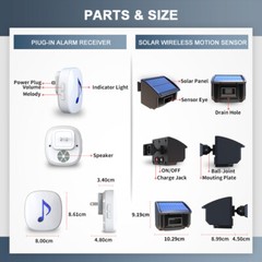 Htzsafe Solar Driveway Alarm System 1/4 Mile Long Transmission Range waterproof