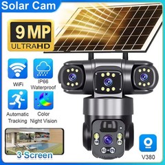 9MP Solar Security Cameras Wireless Outdoor WiFi Night Vision 32GB Surveillance