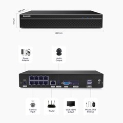 SANNCE 8CH NVR POE Security Camera System 5MP IP Outdoor Audio Recording Camera