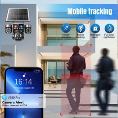 Solar Battery Powered Wireless WiFi Pan/Tilt Home Outdoor Security Camera System