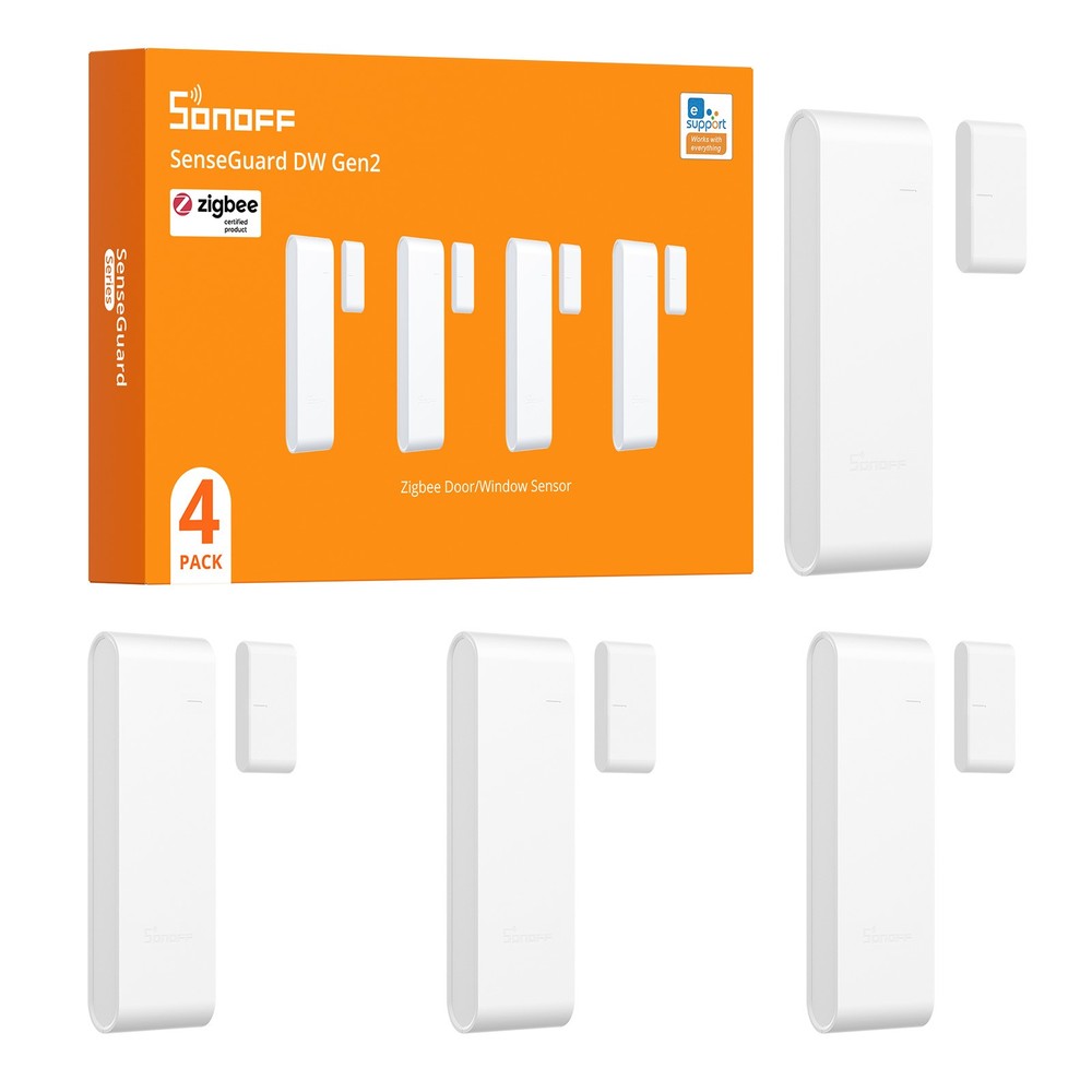 4PCS SONOFF Zigbee Door and Window Sensor, Window Door Contact Alarm App Control