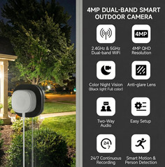 ELECCTV 2.5K Window security Camera, 2.4G/5GHz WiFi Indoor Camera for Home Secur