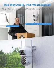 CAMCAMP Wireless Security Camera System with 10.1″ Monitor 4pcs 2K Dual Lens HDD
