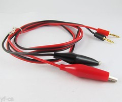 1pair 2mm Gold Banana Plug Hard Plastic to Alligator Clip Test Probe Cable 1M
