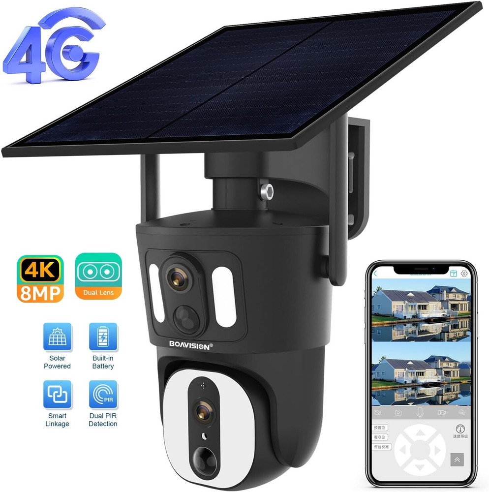 4G LTE Cam SD300 4K Cellular Wireless Security Camera Solar Powered + SIM Card