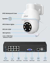 PoE Security Camera System 4 Wired Outdoor Cameras 8CH NVR with 2TB HDD 355° Pan