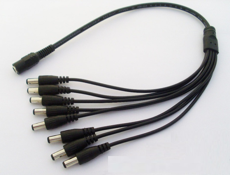 8 In 1 Splitter Power Cable Adapter For CCTV DVR/Camera