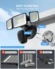 Atfoyer Floodlight Camera Hardwired 6500LM, 2K HD Security Black