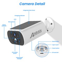 ARCCTV Outdoor Solar Security Camera 4MP System Battery Wireless 4Channel Audio