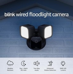 Blink Wired Floodlight Camera White or Black HD Outdoor, Alexa, 2-Way Audio