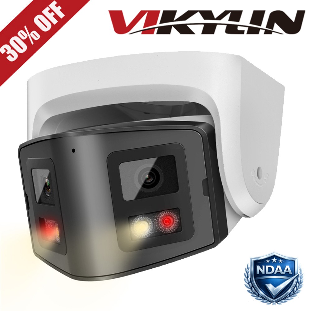 Vikylin 4K PoE 8MP Panoramic Dual-Lens PoE Security Camera 2 Way Audio Outdoor