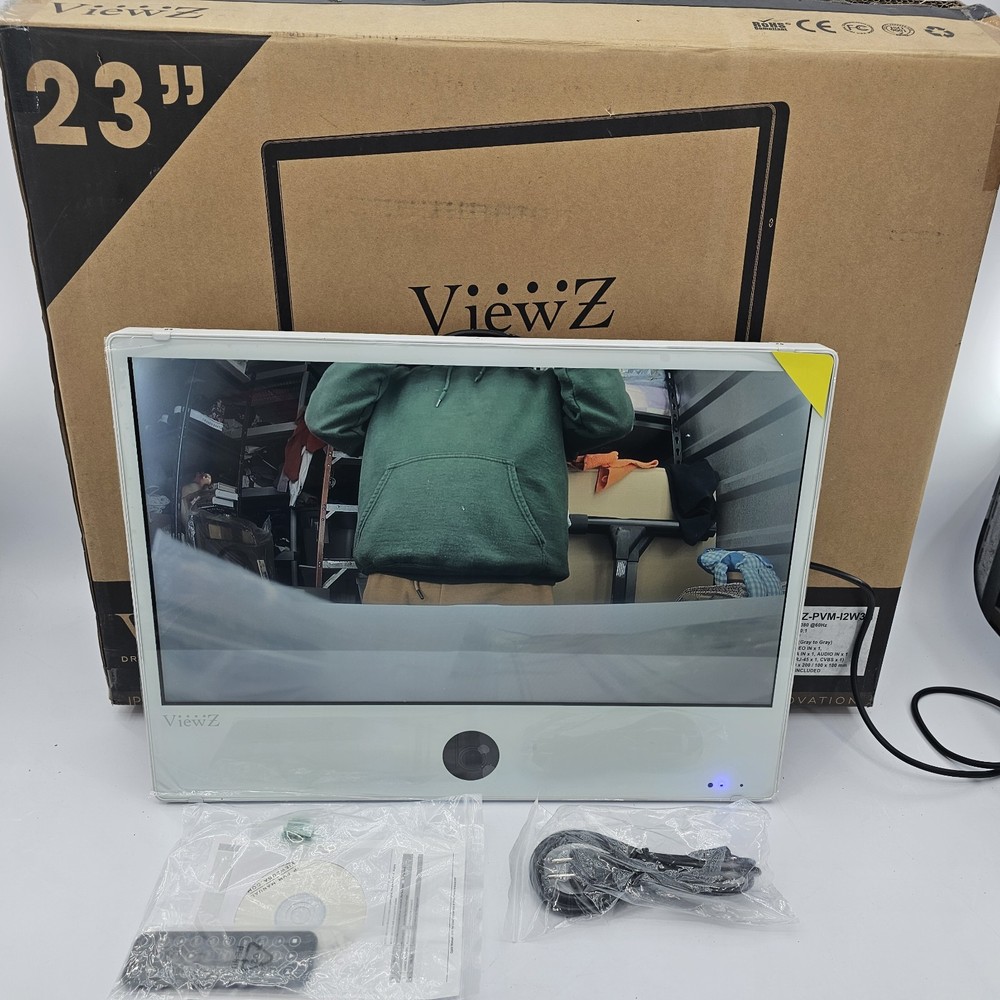 ViewZ VZ-PVM-I2W3N 23″ 1920×1080 IP PVM Based CCTV Monitor w 2MP Camera White OB