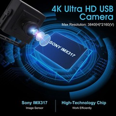 ELP 4K 30fps IMX317 Mini UHD Webcam Wide Angle Fisheye lens USB Security Camera