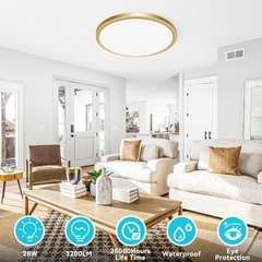 libtit 12 Inch LED Ceiling Light Golden, 28W 3200lm Aureate 12in-2Pack, Gold