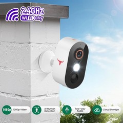 1080p Wireless Security Camera with AI Human Detection, Night Vision
