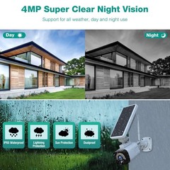4MP Solar Camera Security System Wireless Outdoor WiFi Base Station for Home IR