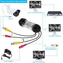 5M-50M BNC DC Power Lead CCTV Security Camera DVR Video Record Extension Cable