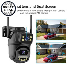Wifi PTZ Camera Dual Lens Screen AI Auto Tracking IP Camera CCTV P2P Icsee NEWW