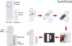 Door Window Alarm 90DB Wireless Sensor Burglar Alarm 6 Pack White