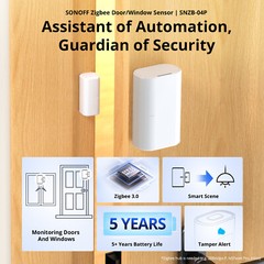 1-3x SONOFF Zigbee 3.0 Door Window Sensor with Remote Alarm and Local Automation