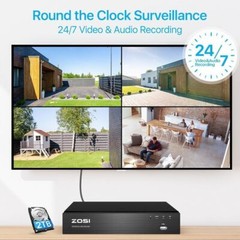 ZOSI 4K 8CH/16CH PoE NVR Smart Playback Network Remote View IP 2TB/4TB Recording