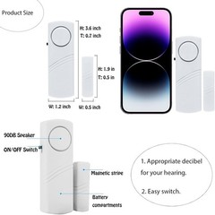 Super Loud 90DB Door Window Alarm for Security Easy Adhesive Mount 20 Pack