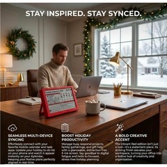 Kylendar E-Ink Smart Calendar Dashboard Vibrant Red Wireless Sync Weather News