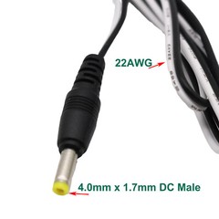 100pcs CCTV DC Power Tip Cable 4.0mm x 1.7mm Male Connector Laptop Charger 22AWG