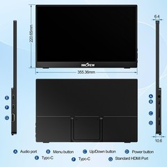 Innoview Portable Monitor 15.6 1080P For Laptop Protective Sleeve Built-In 90