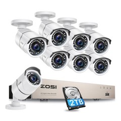 ZOSI 8CH H.265 DVR with Hard Drive 2TB 1080p Outdoor Home Security Camera System