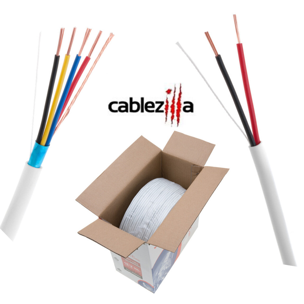 Alarm Security Cable Burglar Fire Wire SOLID Unshielded/Shielded White 500ft