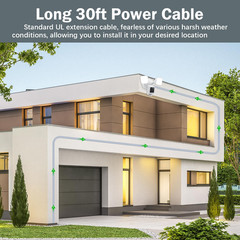 Plug-In Mount for Floodlight Cams with 30Ft/9M Weatherproof Power Cable for Floo