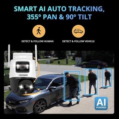 Defender AI Powered Guard Pro 3K Plus – Dual lenses – PTZ Wi-Fi 6 – NIB