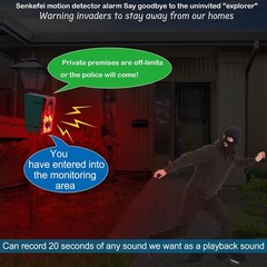 Solar Outdoor Motion Sensor Alarm-Dog Barking&Gunshot Sound,Support Recording