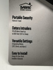 Sabre Door Handle Alarm Portable Security 3 Modes 110dB Travel Hotel Home
