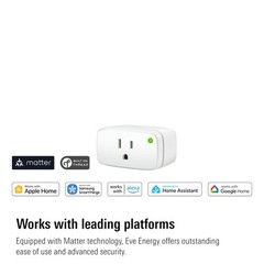 Eve Energy Smart Plug Voice Control Matter Enabled Home Automation White