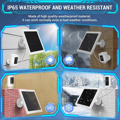 IP65 Solar Panel Outdoor for Ring Cameras (White 2P) Spotlight Cam Plus/Pro