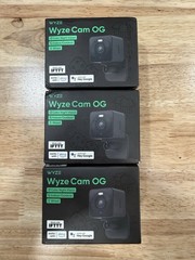 Lot Of 3.Wyze Cam OG 1080p Color Night Vision Spotlight Motion Black Wi-Fi Smart