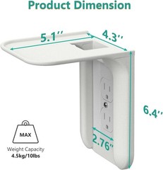 WALI Wall Outlet Shelf Power Perch OLS002 White Single Outlet Standard Open Box