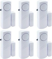Door Window Alarm 90DB Wireless Sensor Burglar Alarm 6 Pack White